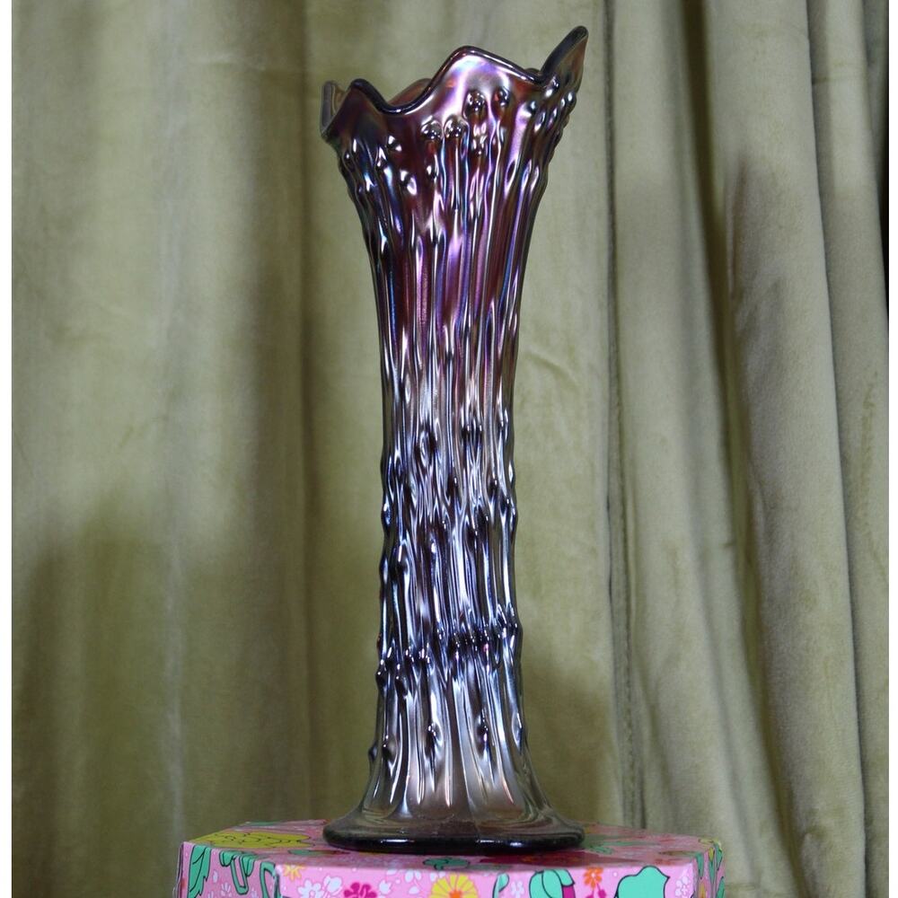 Vintage Orange Carnival Glass Vase
